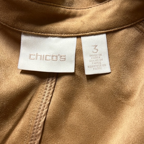 Chico’s Faux Suede Trench Coat Tan - Picture 5 of 7